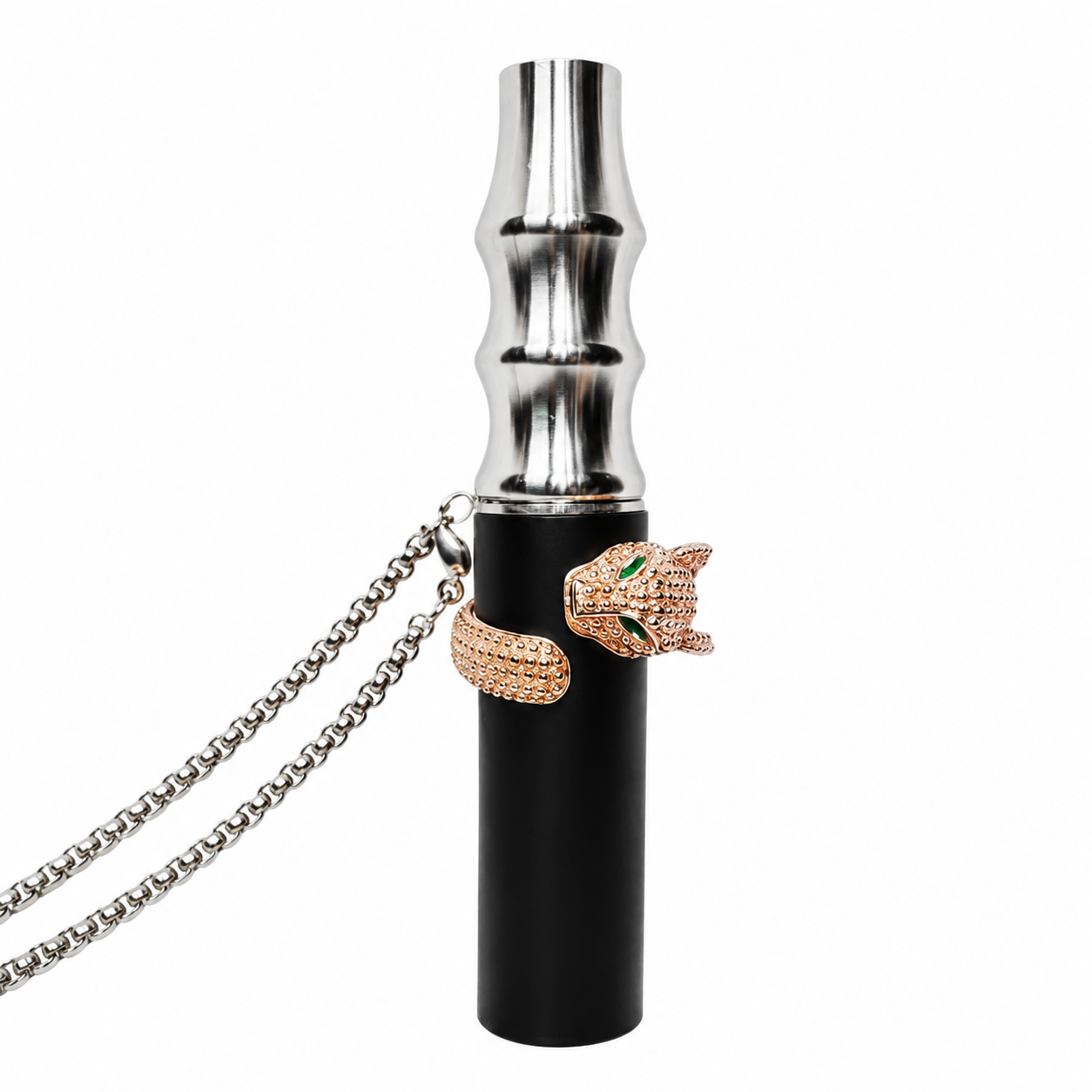 Rose Gold Leopard Stainless Steel Hookah Replacement Mouthpiece with Neck Chain