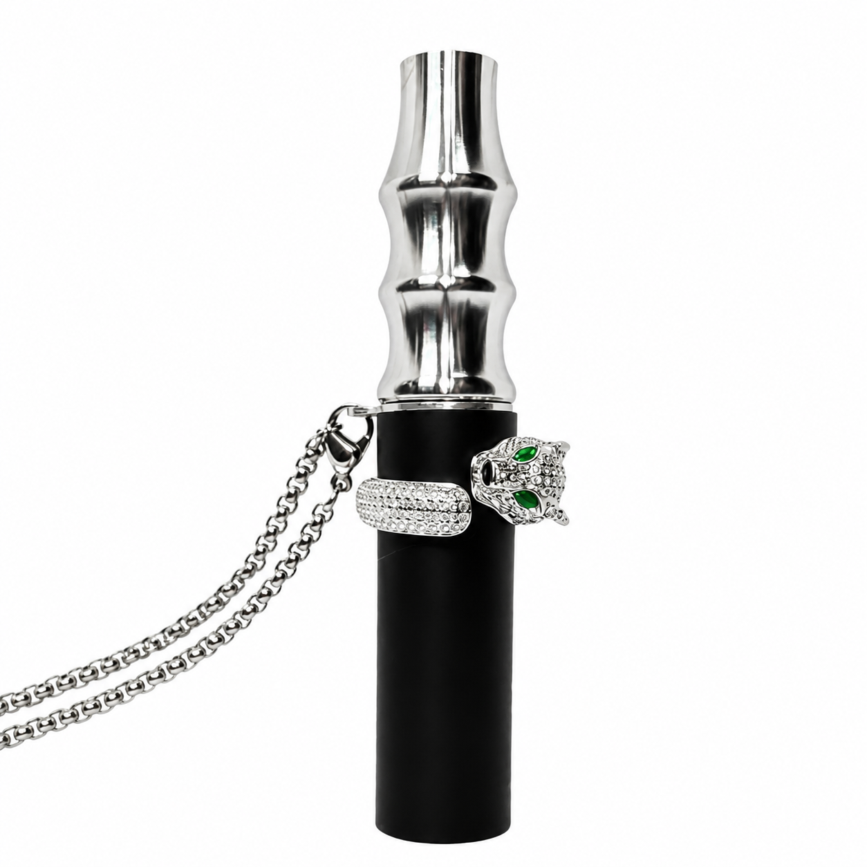 White Leopard Shaped Stainless Steel Hookah Replacement Mouthpiece with Neck Chain