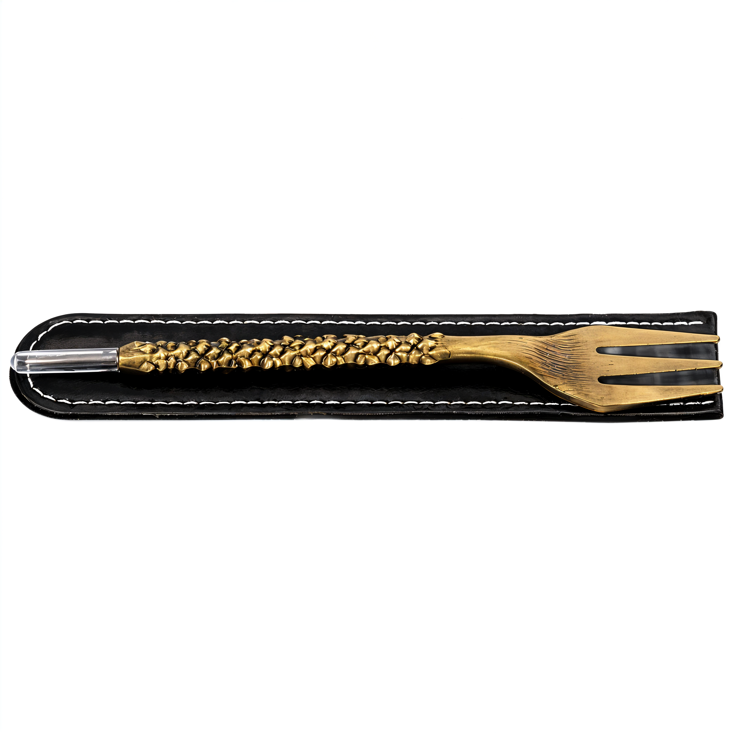 Waterpipe Fork and Tobacco Scoop Alloy Dual-purpose Tool with Dragon Scale Pattern in Bronze Color