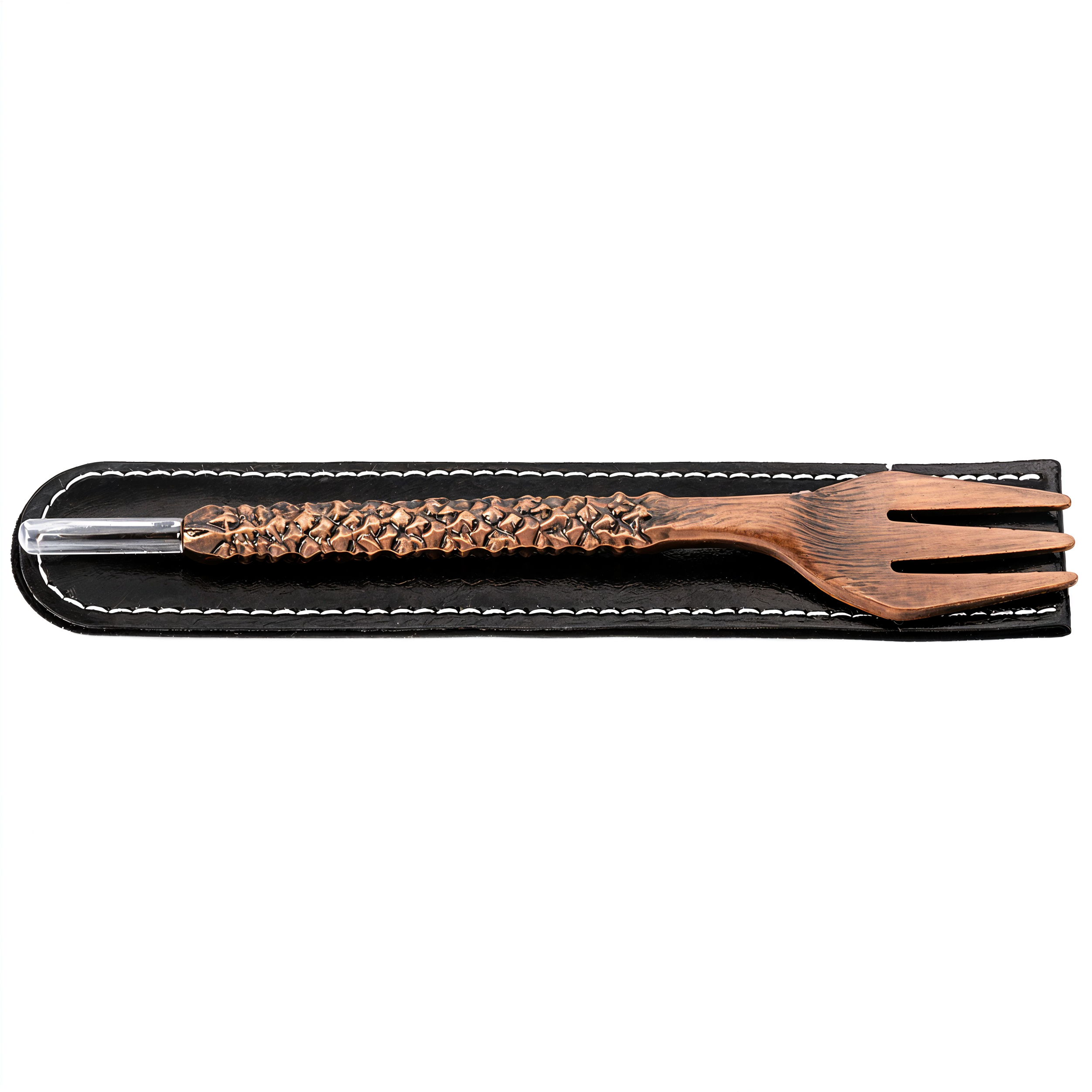 Waterpipe Fork and Tobacco Scoop Alloy Dual-Use Tobacco Tool with Dragon Scale Pattern in Red Copper Color