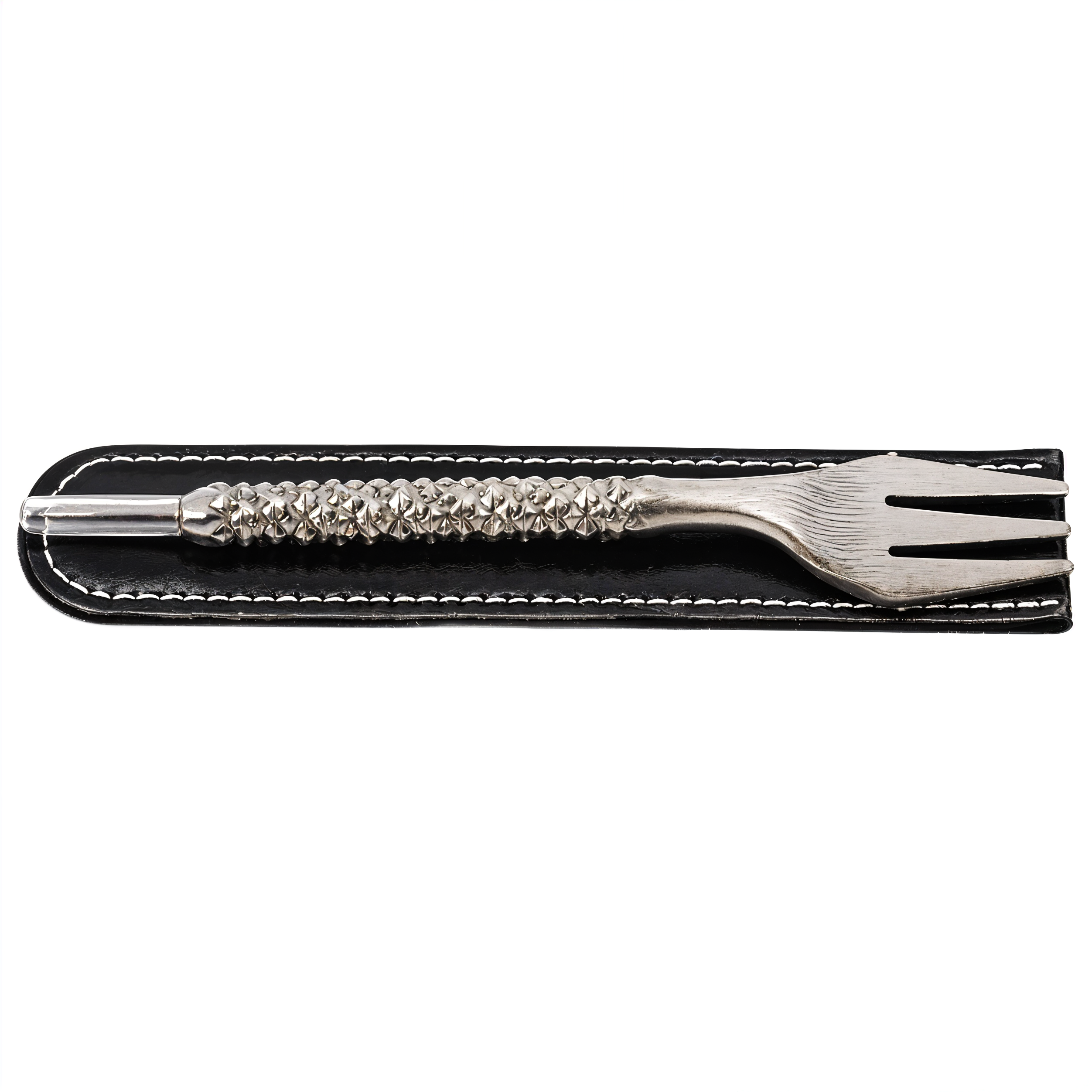 Hookah Fork and Tobacco Scoop Alloy Dual-use Tobacco Handling Tool with Dragon Scale Silver Color