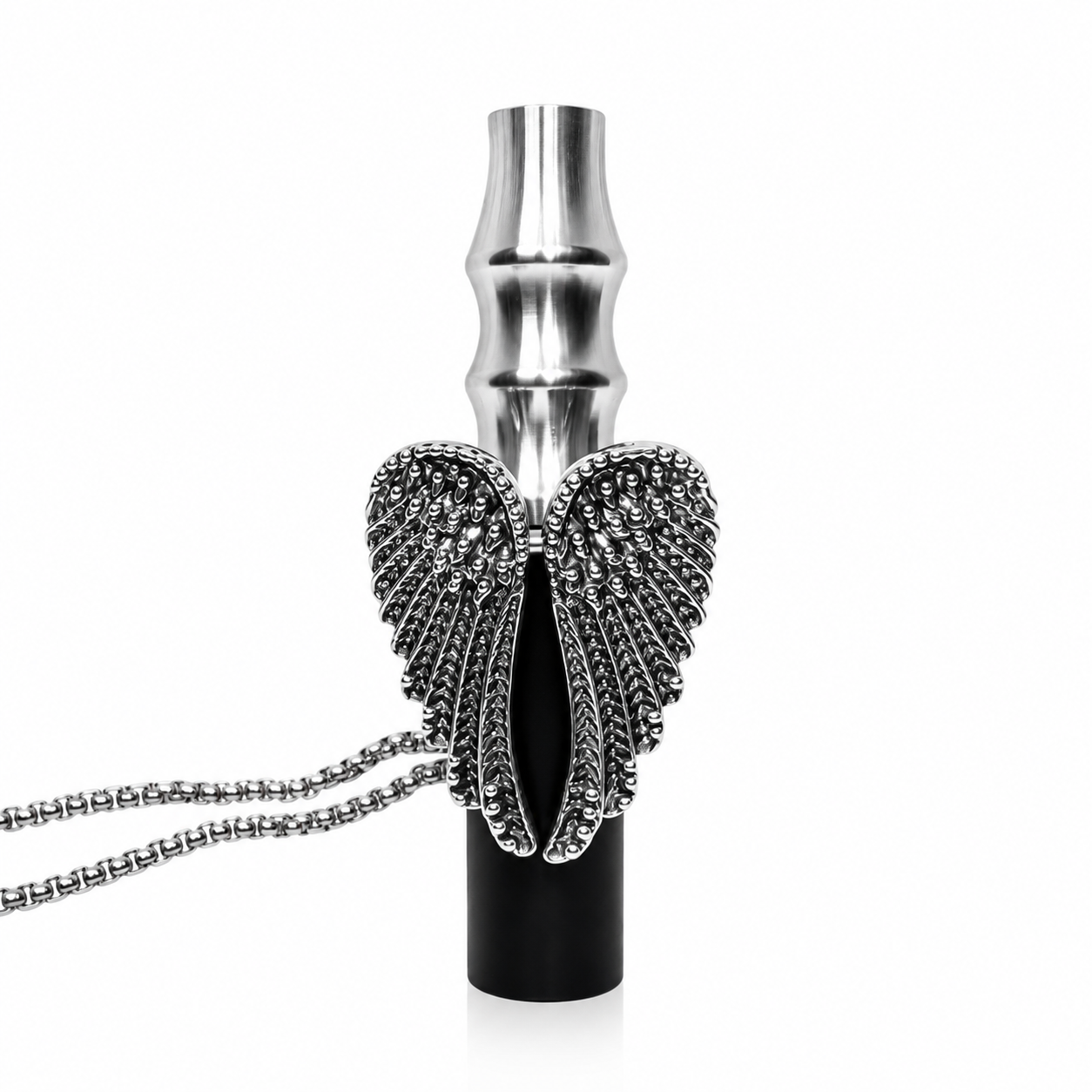 Wing-shaped Stainless Steel Hookah Replacement Mouthpiece with Neck Chain
