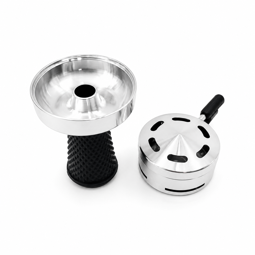 Hookah Bowl Carbon Screen Two-Piece Set Hookah Heating Management Device with Adjustable Wind Shield Handle