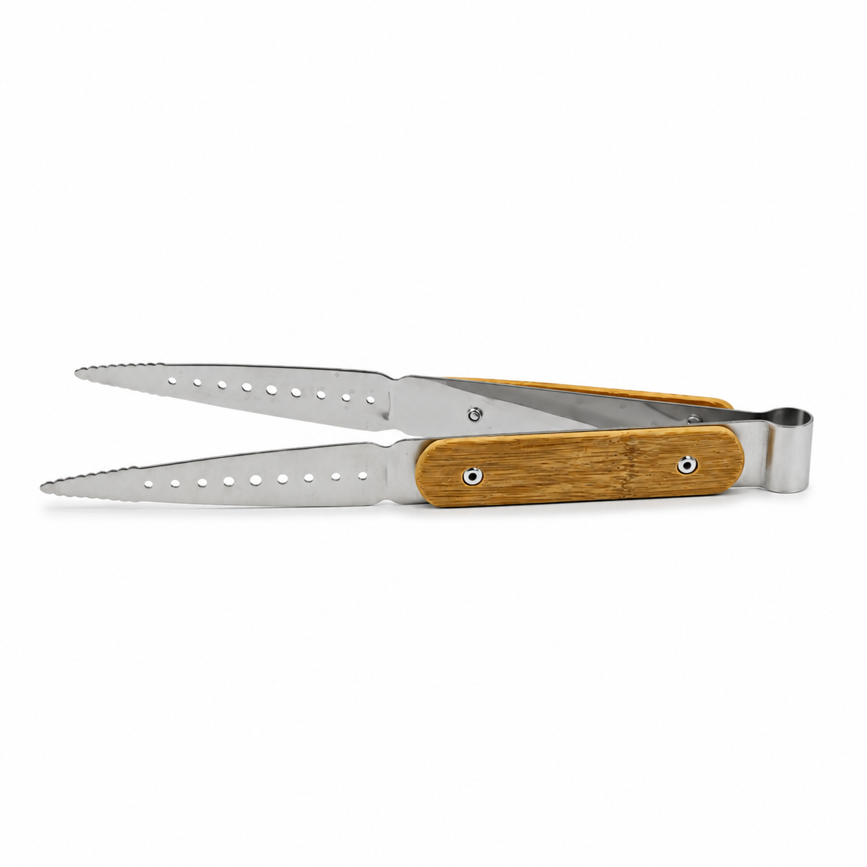 Wooden Handle Stainless Steel Sharp Tooth Hookah Coal Tongs Non-slip High Temperature Resistant Hookah Coal Tongs Accessory