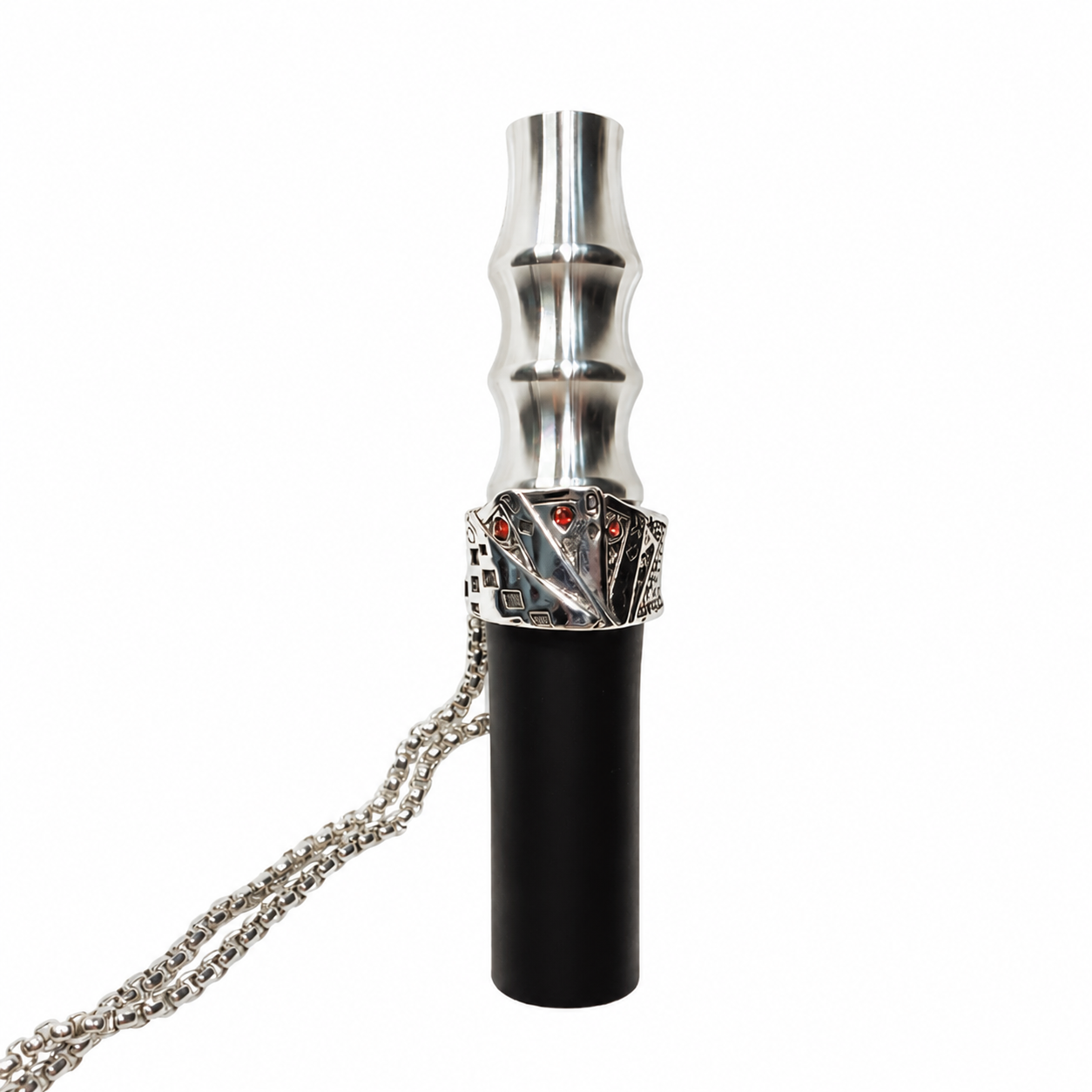 Poker Pattern Stainless Steel Hookah Replacement Mouthpiece with Neck Chain