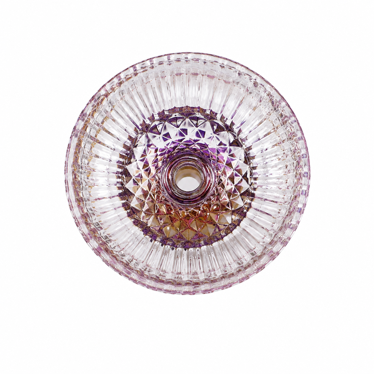 Two-tone Grid Crystal Resin Hookah Bowl Purple Gold