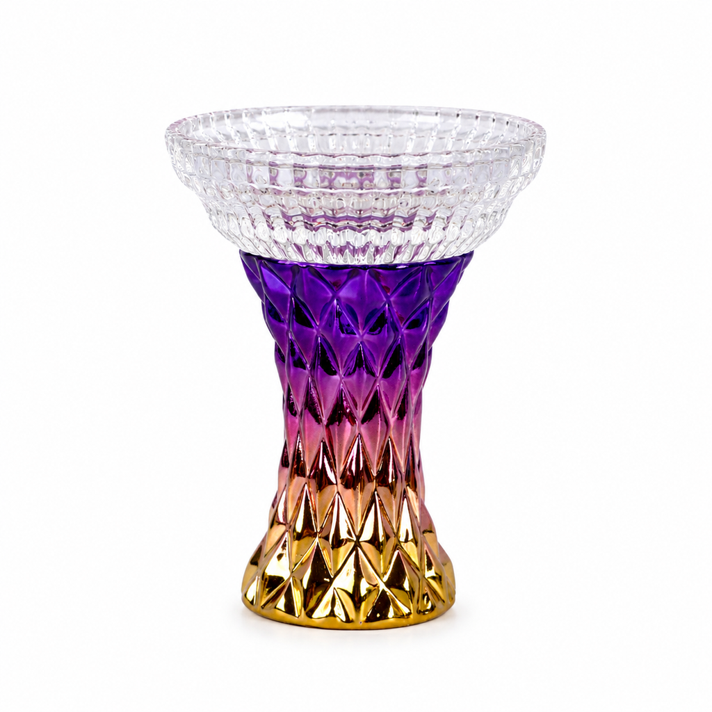 Two-tone Grid Crystal Resin Hookah Bowl Purple Gold