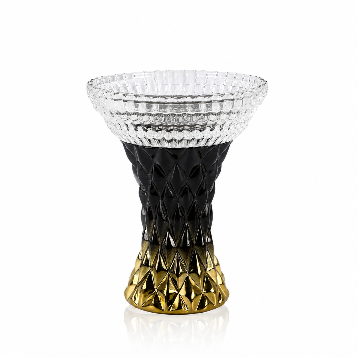 Two-color Grid Crystal Resin Hookah Bowl Black Gold