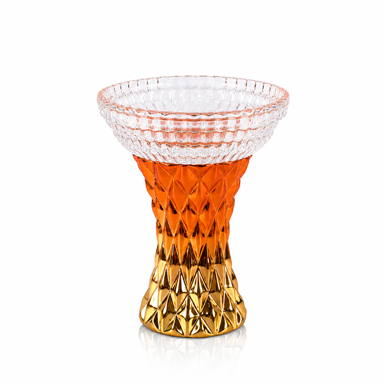 Two-tone Mesh Crystal Resin Hookah Bowl Orange Gold
