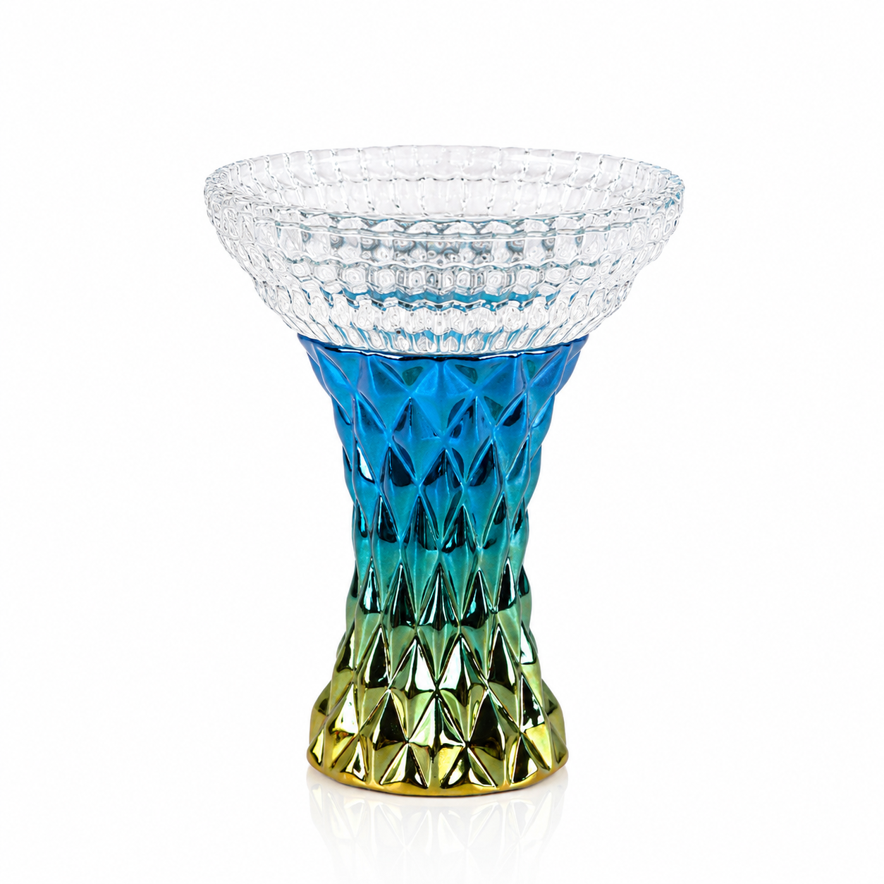 Two-color Mesh Crystal Resin Hookah Bowl Blue and Gold