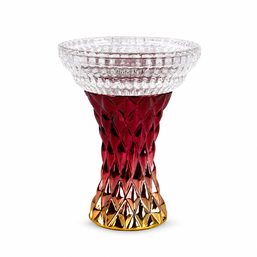 Dual-Color Mesh Crystal Resin Hookah Bowl Red and Gold