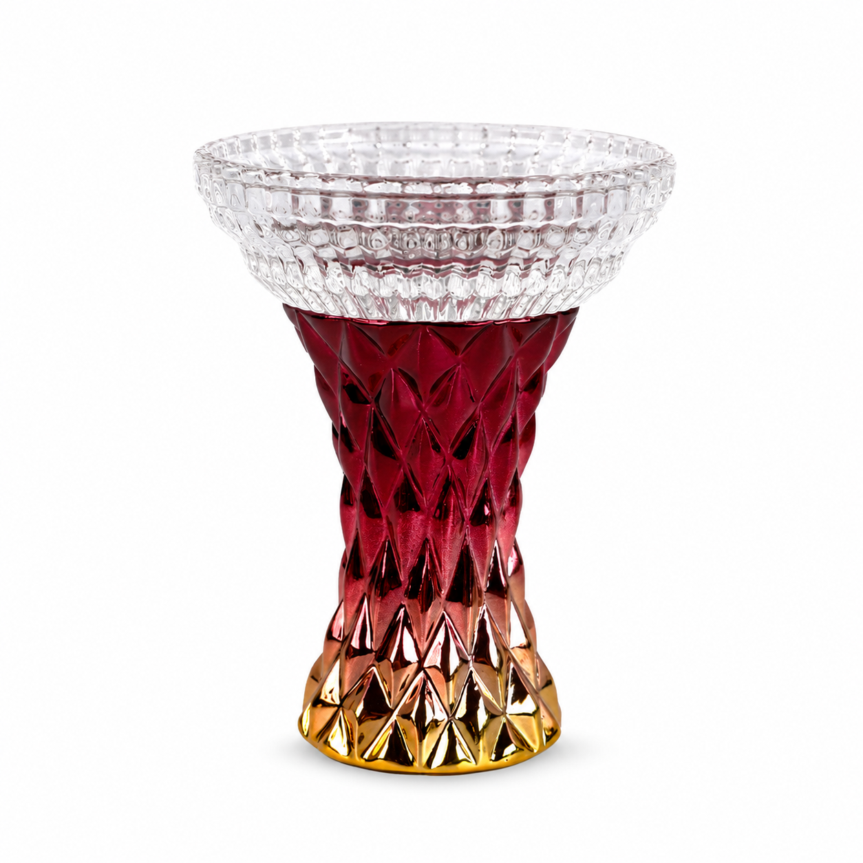 Dual-Color Mesh Crystal Resin Hookah Bowl Red and Gold